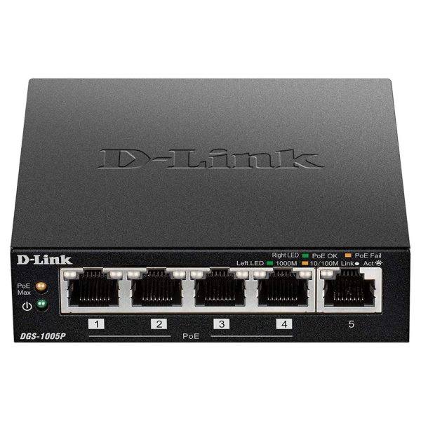 D Link Dgs 1005p 5 Port Desktop Gigabit Poe+ Switch